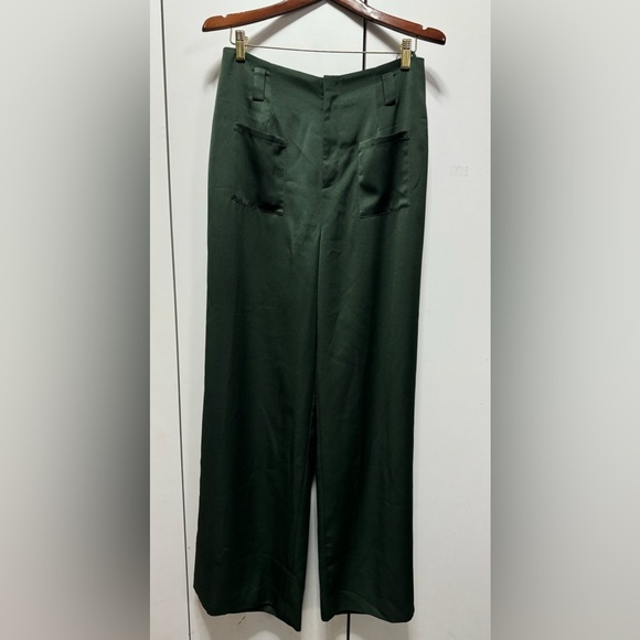 NWT BOSKEMPER green Carlton high waisted front pockets wide leg belt pants - Picture 6 of 15